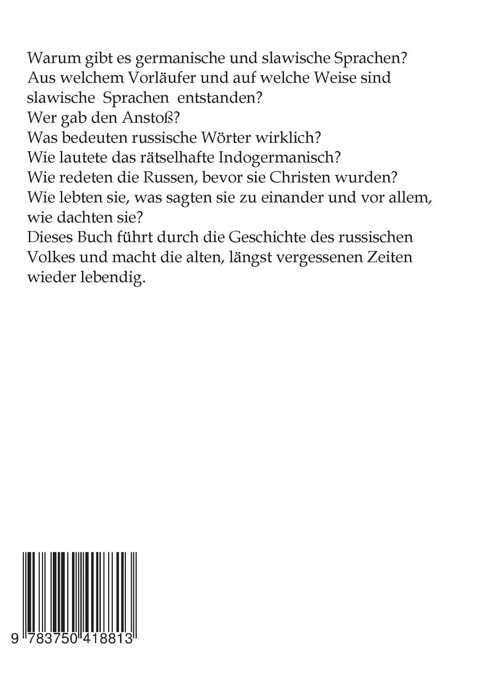 Rückseite: 9783750418813 | Die Herkunft der russischen Sprache | Margarete Reichardt-Hitzler