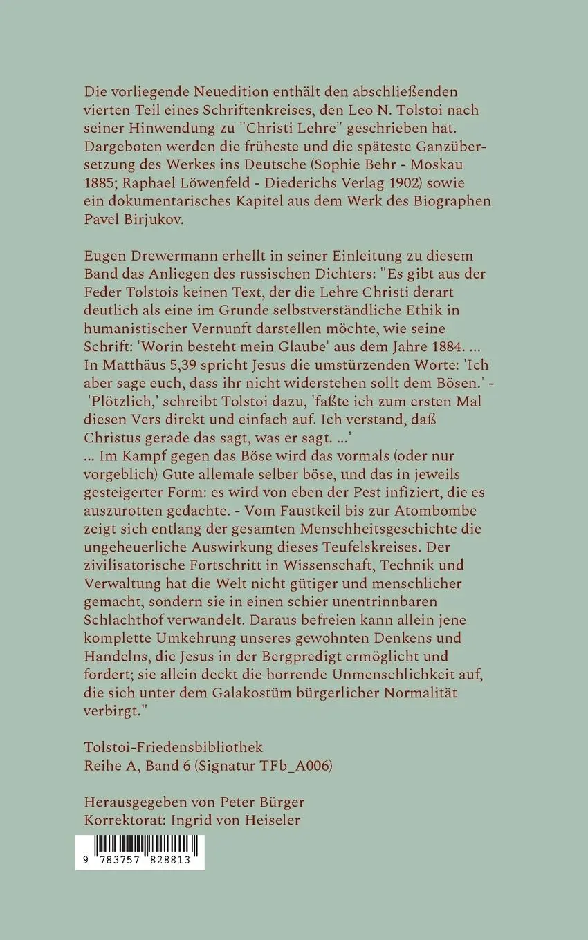 Rückseite: 9783757828813 | Worin besteht mein Glaube? | Leo N. Tolstoi | Taschenbuch | 456 S.