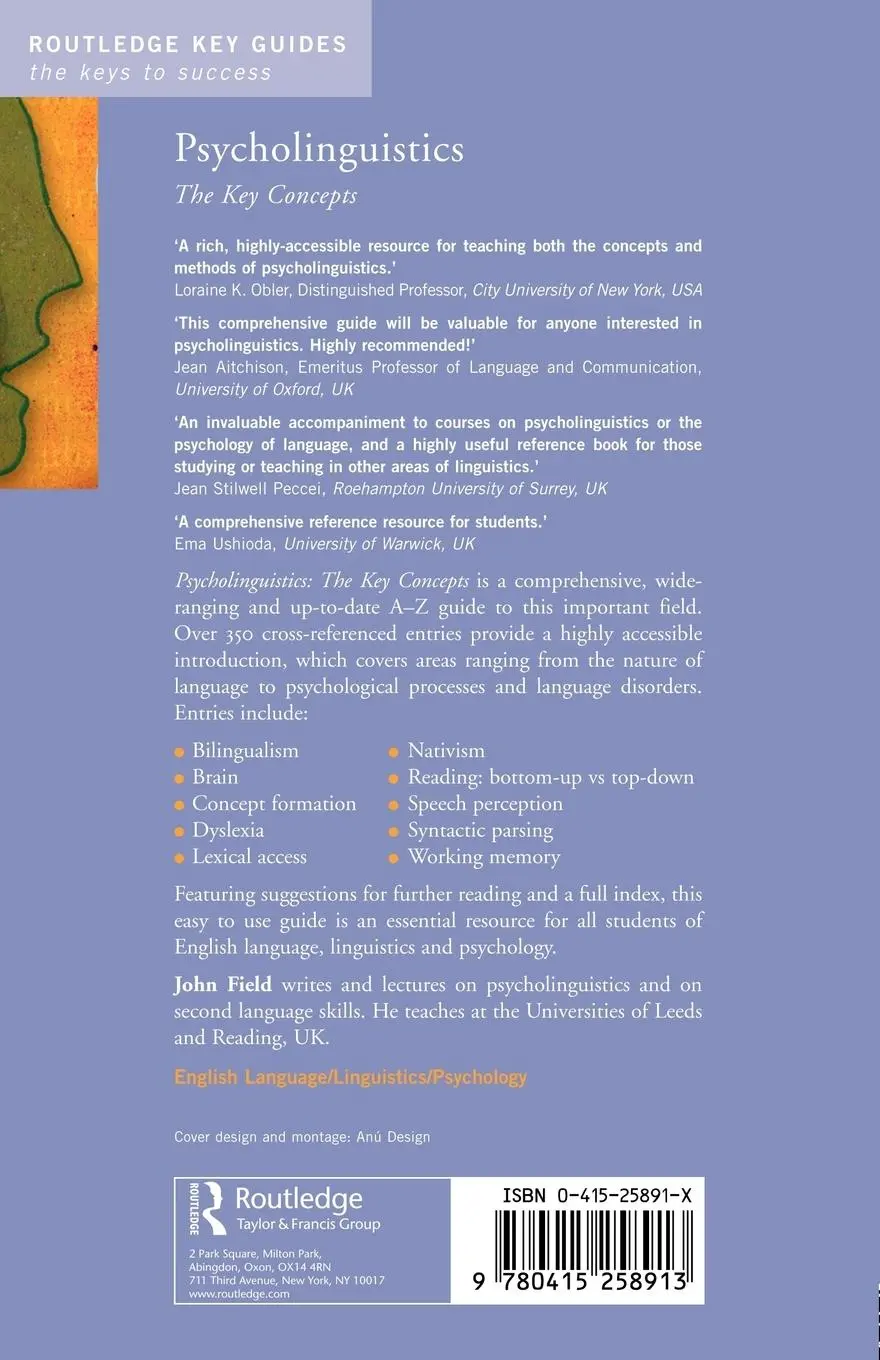 Rückseite: 9780415258913 | Psycholinguistics | The Key Concepts | John Field | Taschenbuch | 2004
