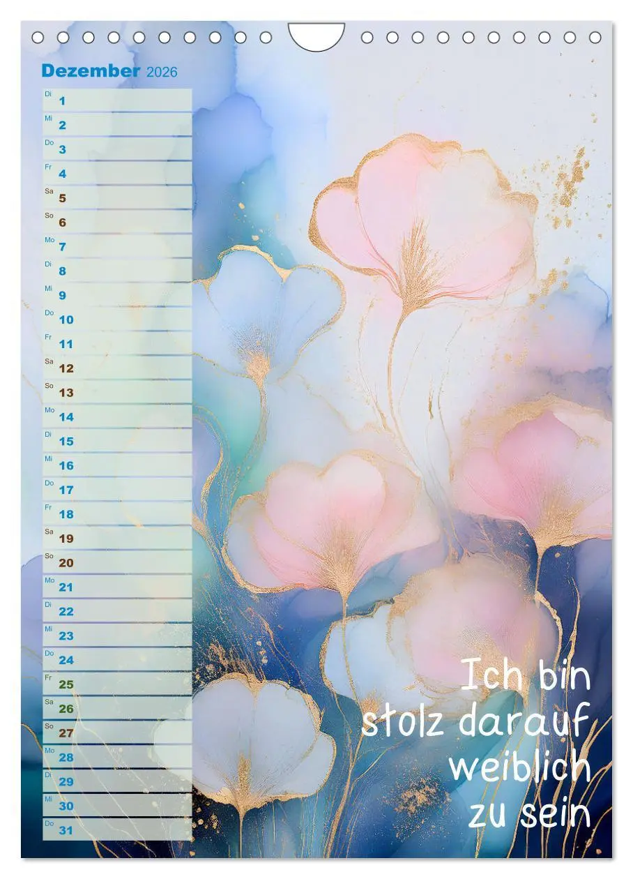 Bild: 9783516248913 | Der feminine Affirmationskalender (Wandkalender 2026 DIN A4 hoch),...