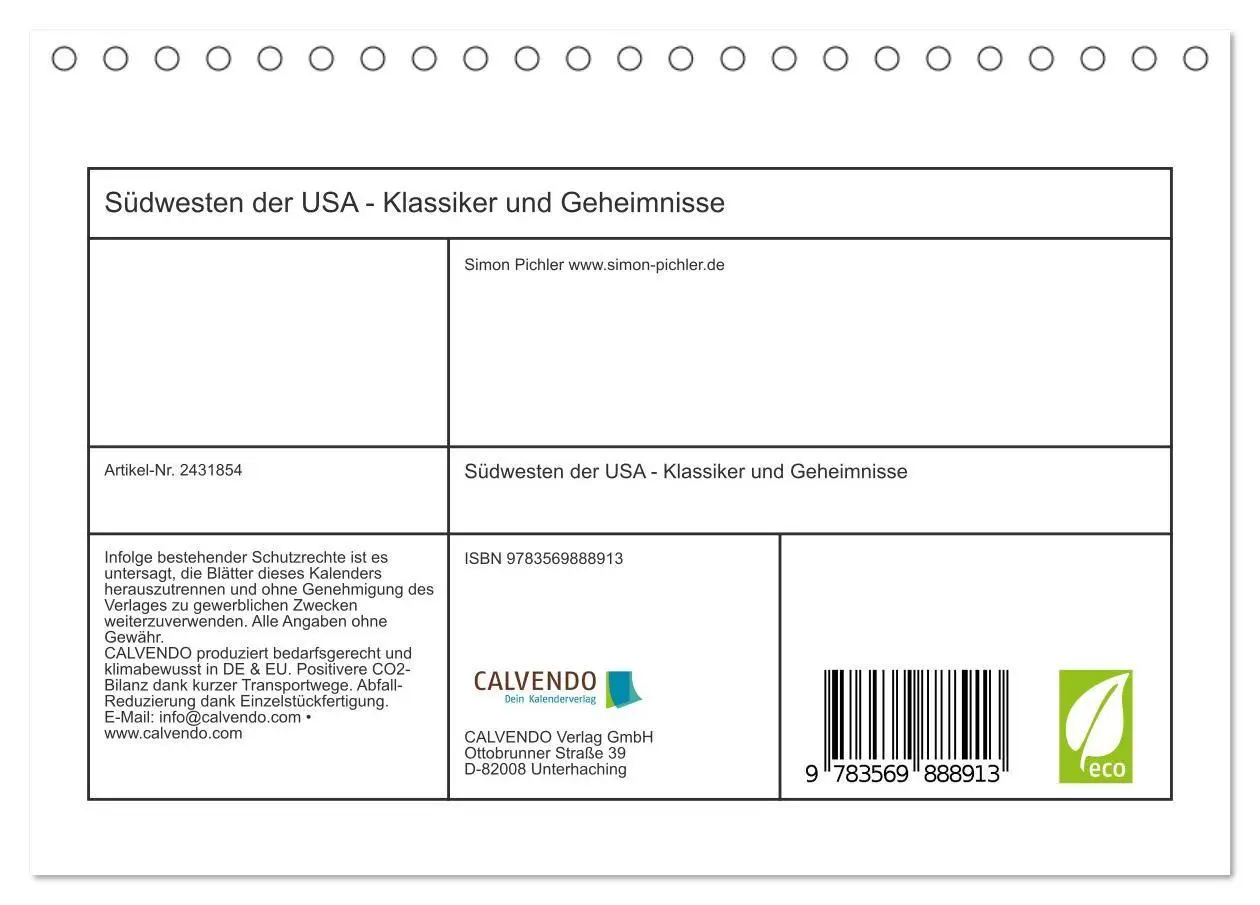 Bild: 9783569888913 | Südwesten der USA - Klassiker und Geheimnisse (Tischkalender 2027...