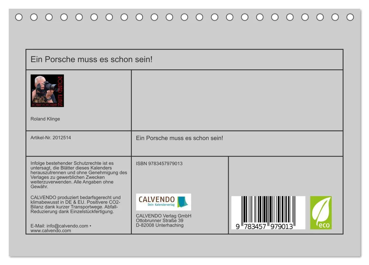 Bild: 9783457979013 | Ein Porsche muss es schon sein! (Tischkalender 2026 DIN A5 quer),...