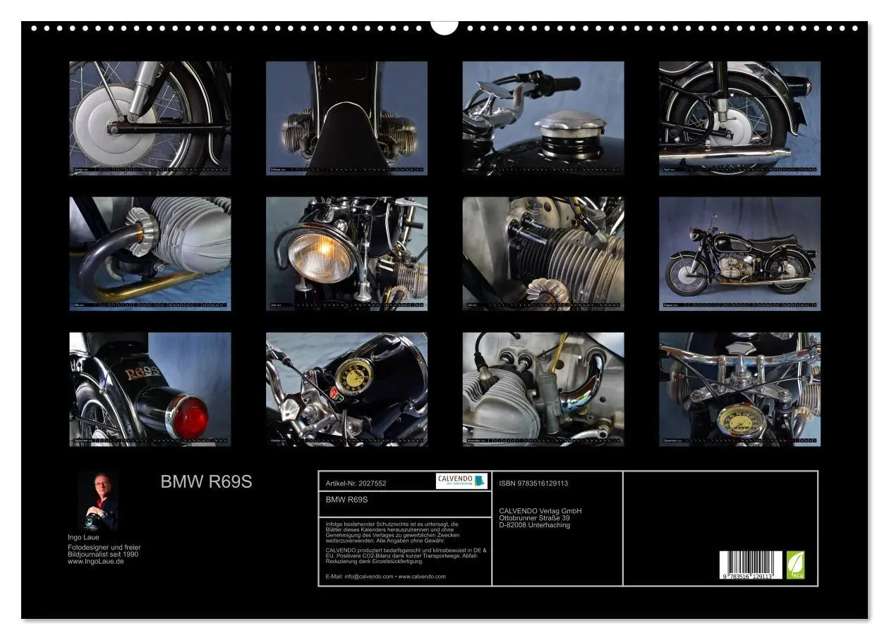 Bild: 9783516129113 | BMW R69S (Wandkalender 2026 DIN A2 quer), CALVENDO Monatskalender