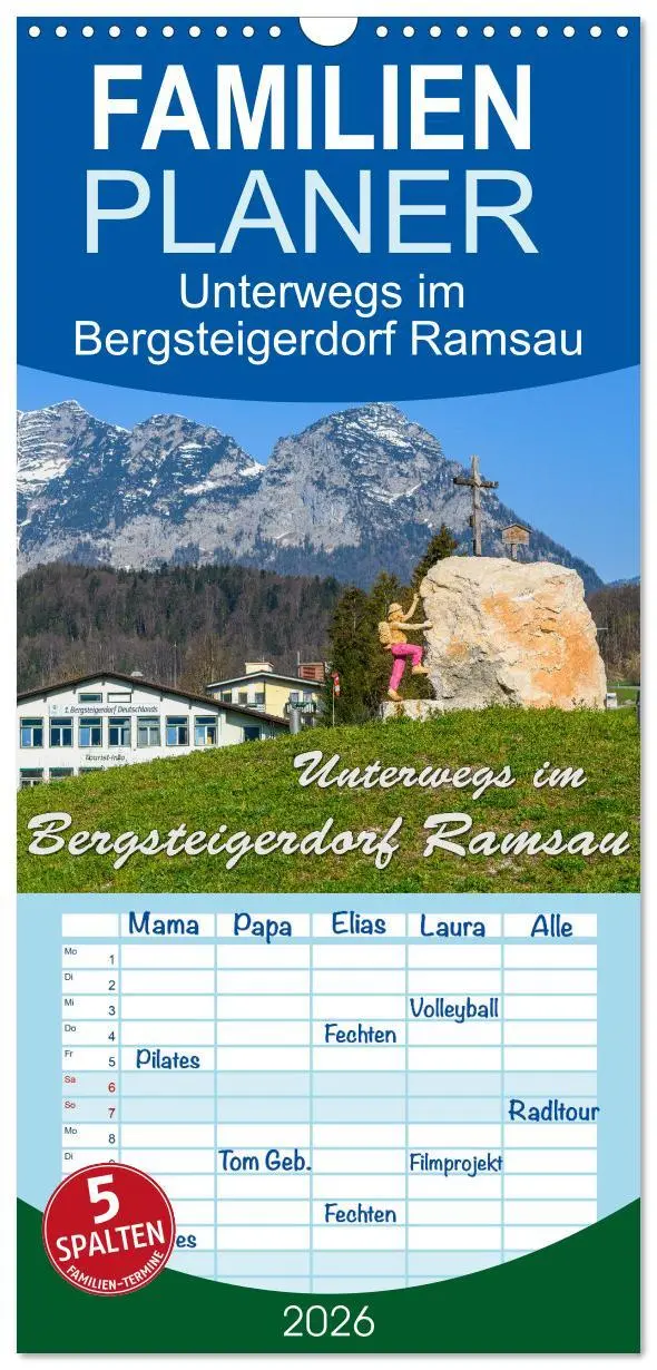 Cover: 9783516509113 | Familienplaner 2026 - Unterwegs im Bergsteigerdorf Ramsau mit 5...