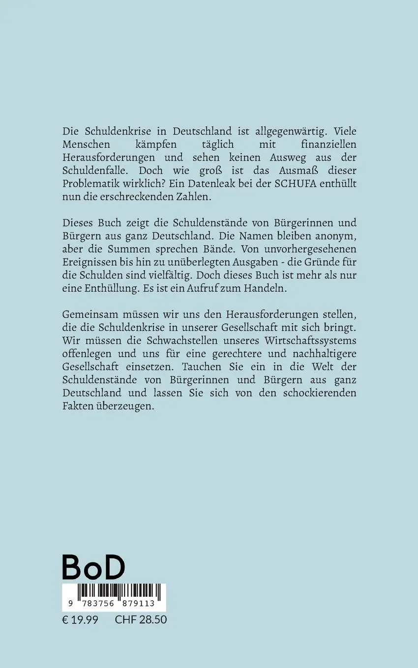 Rückseite: 9783756879113 | Datenleak bei der SCHUFA | Erschreckende Zahlen aus Deutschland | Buch