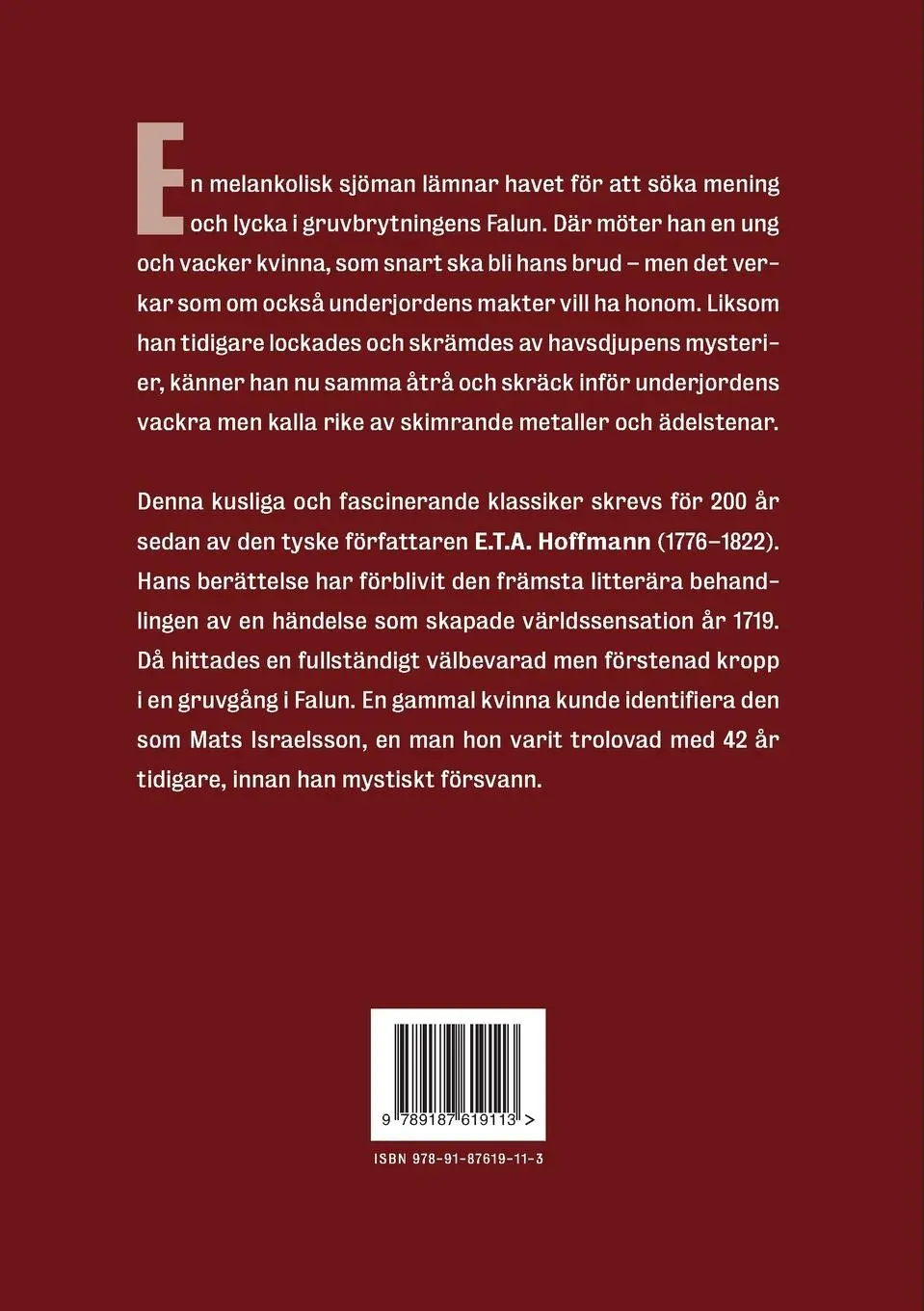 Rückseite: 9789187619113 | Falu gruva | Ernst Theodor Amadeus Hoffmann | Taschenbuch | Schwedisch