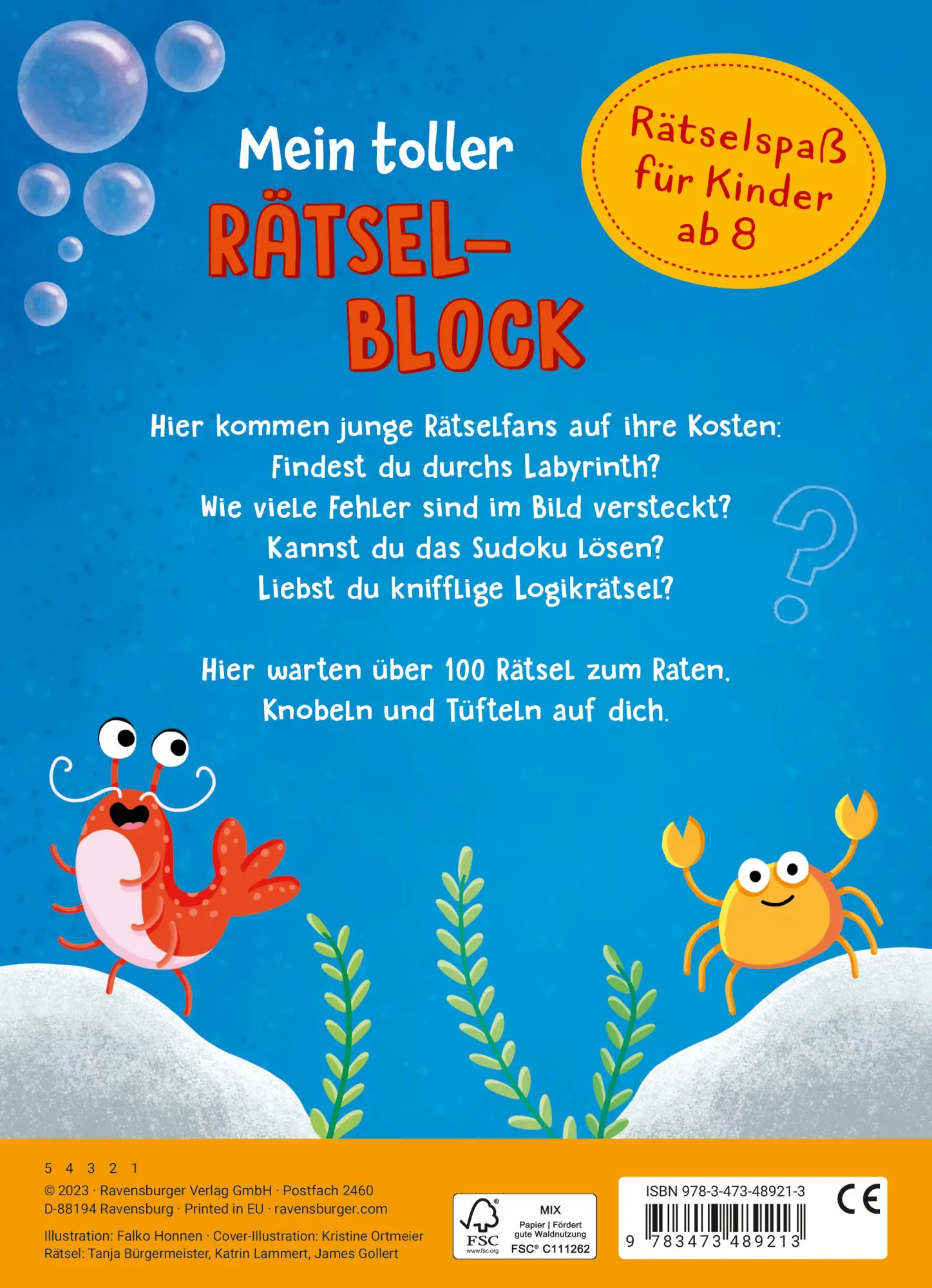 Rückseite: 9783473489213 | Ravensburger Mein toller Rätselblock ab 8 Jahre über 100 Rätsel und...