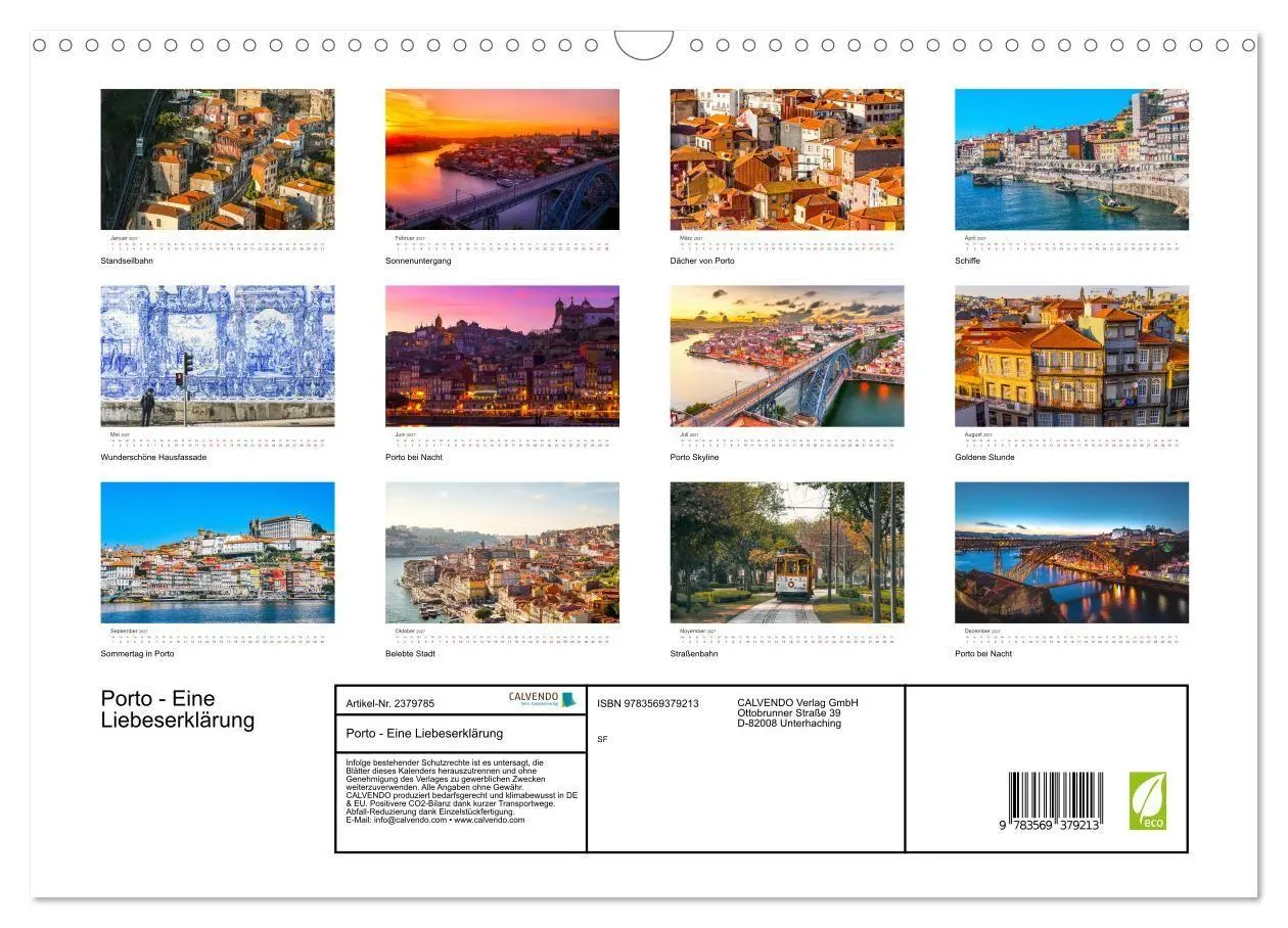 Bild: 9783569379213 | Porto - Eine Liebeserklärung (Wandkalender 2027 DIN A3 quer),...