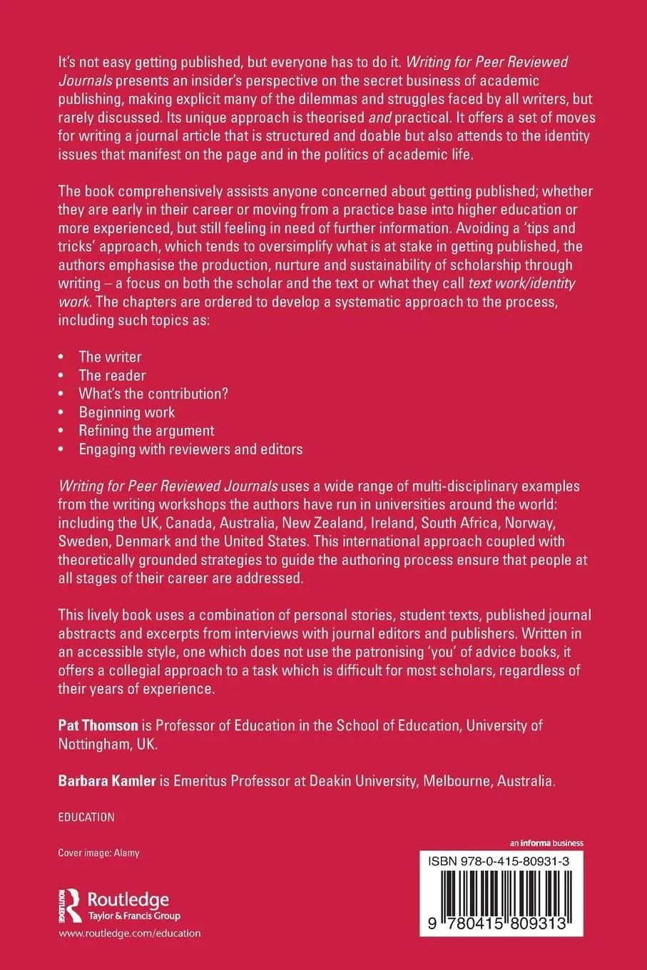 Rückseite: 9780415809313 | Writing for Peer Reviewed Journals | Strategies for getting published