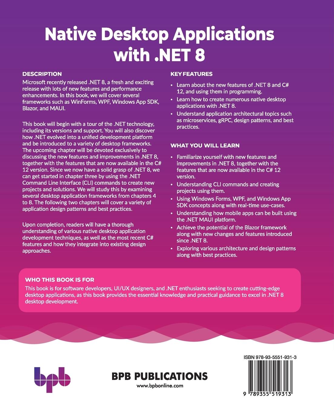 Rückseite: 9789355519313 | Native Desktop Applications with .NET 8 | Sai Kumar Koona | Buch