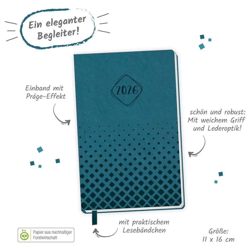 Bild: 4251901509413 | Trötsch Taschenkalender A6 Soft Touch Petrol 2026 | KG | Kalender