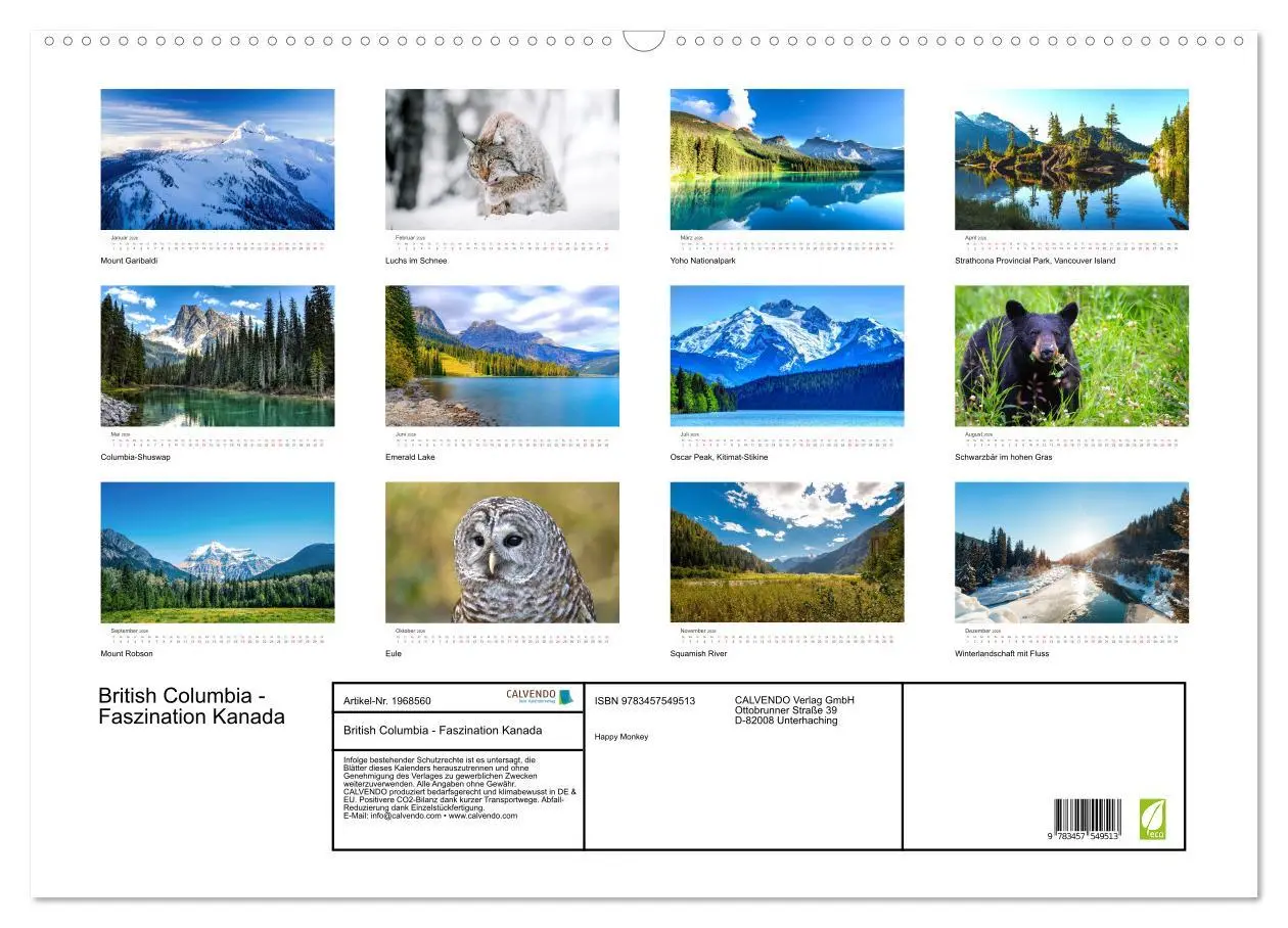 Bild: 9783457549513 | British Columbia - Faszination Kanada (Wandkalender 2026 DIN A2...