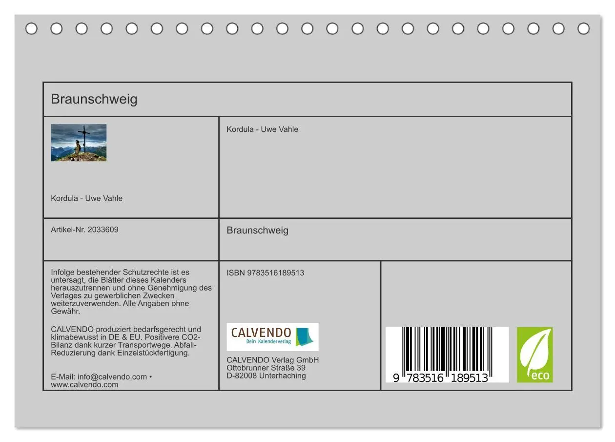 Bild: 9783516189513 | Braunschweig (Tischkalender 2026 DIN A5 quer), CALVENDO Monatskalender
