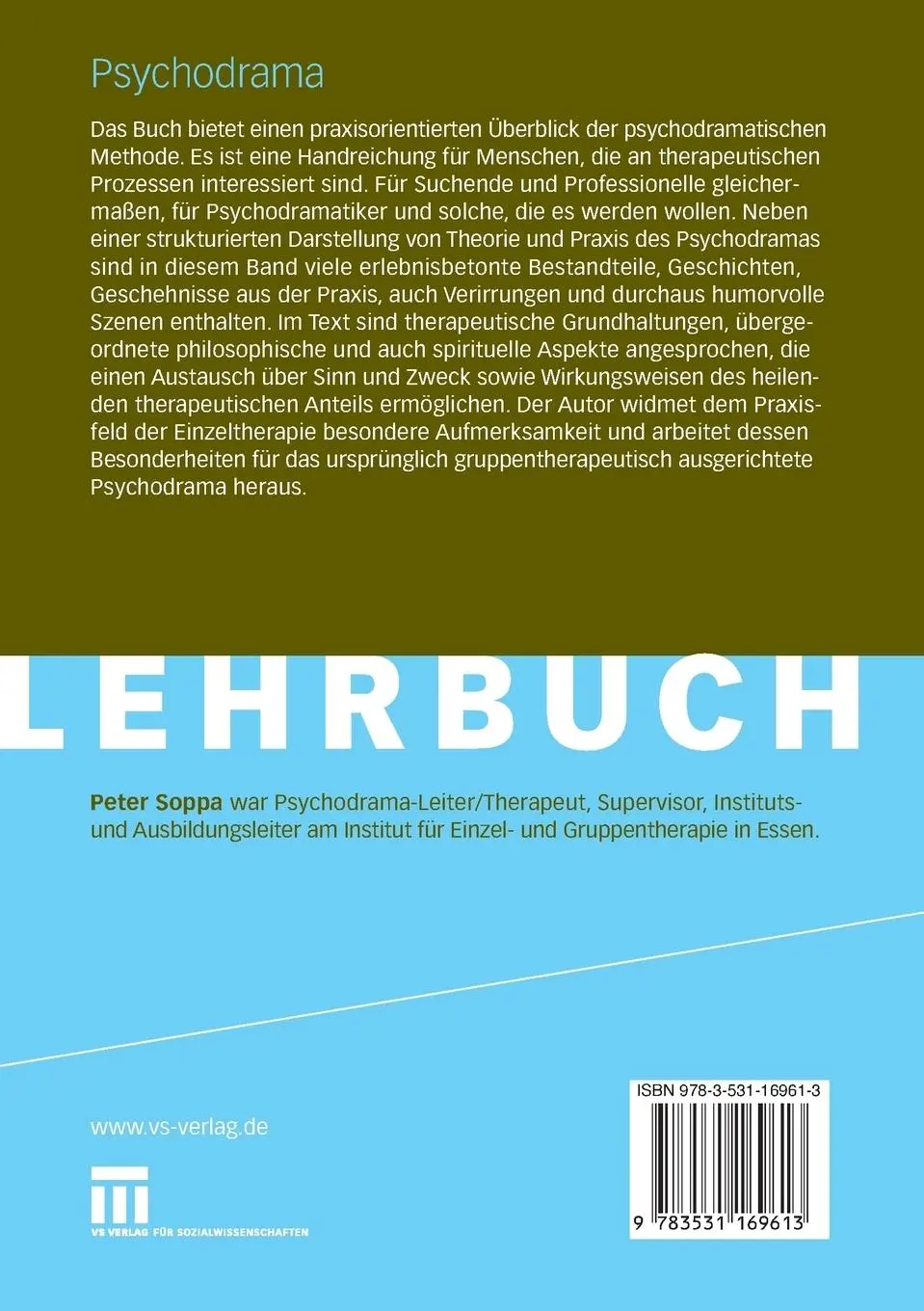 Rückseite: 9783531169613 | Psychodrama | Ein Leitfaden | Peter Soppa | Taschenbuch | 184 S.