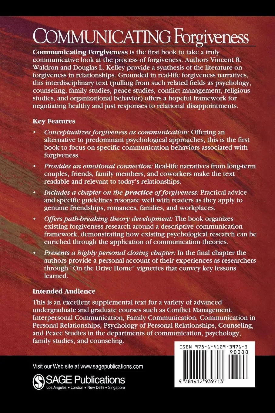 Rückseite: 9781412939713 | Communicating Forgiveness | Vincent R. Waldron (u. a.) | Taschenbuch