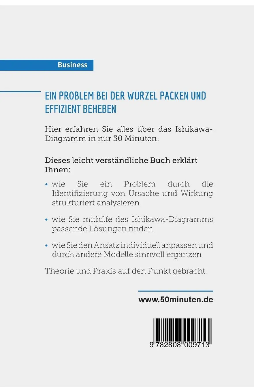Rückseite: 9782808009713 | Das Ishikawa-Diagramm | Ursache-Wirkungs-Beziehungen | 50minuten