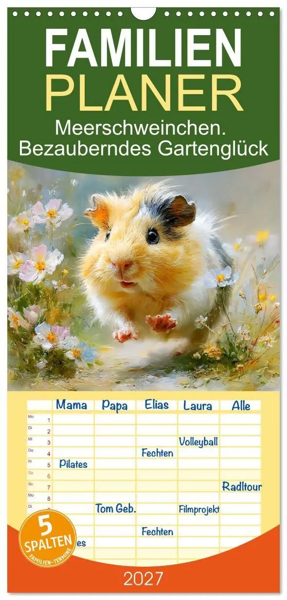 Cover: 9783569569713 | Familienplaner 2027 - Meerschweinchen. Bezauberndes Gartenglück mit...
