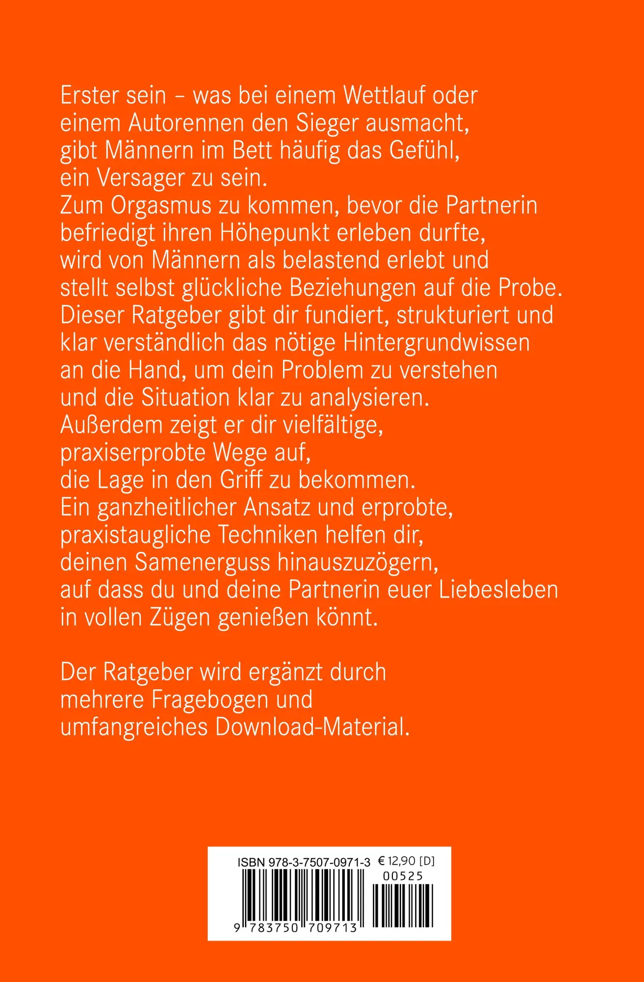 Rückseite: 9783750709713 | vorzeitiger Samenerguss Körper-Ratgeber | Nie mehr zu früh kommen ...