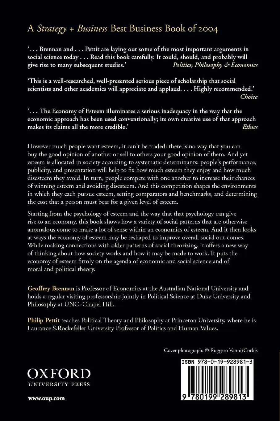 Rückseite: 9780199289813 | The Economy of Esteem | An Essay on Civil and Political Society | Buch