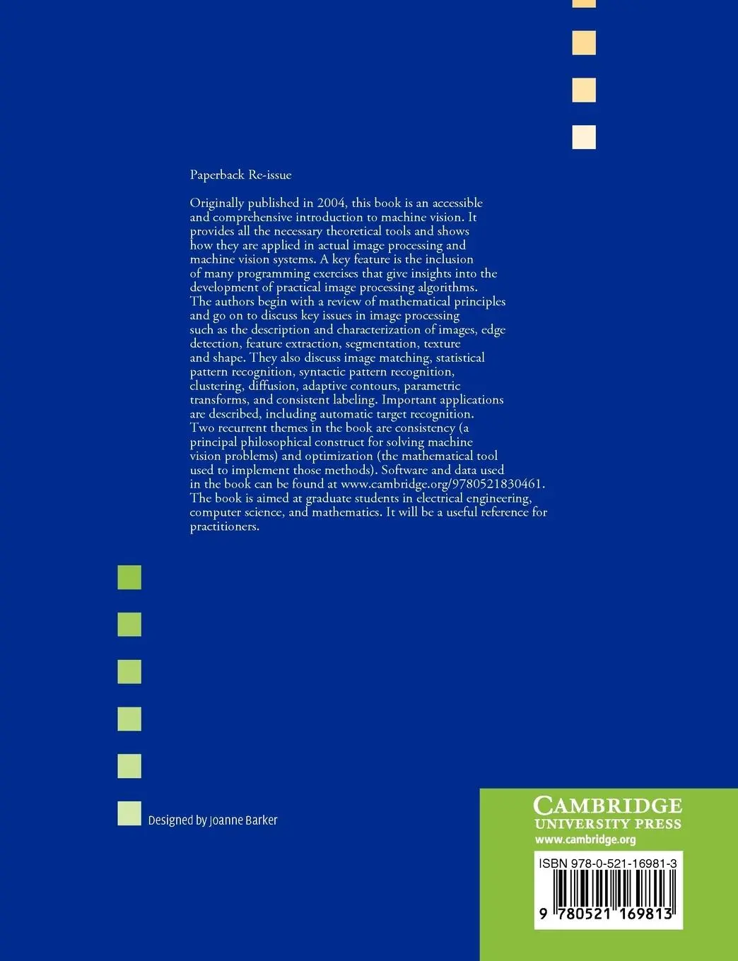 Rückseite: 9780521169813 | Machine Vision | Snyder Wesley E. (u. a.) | Taschenbuch | Englisch