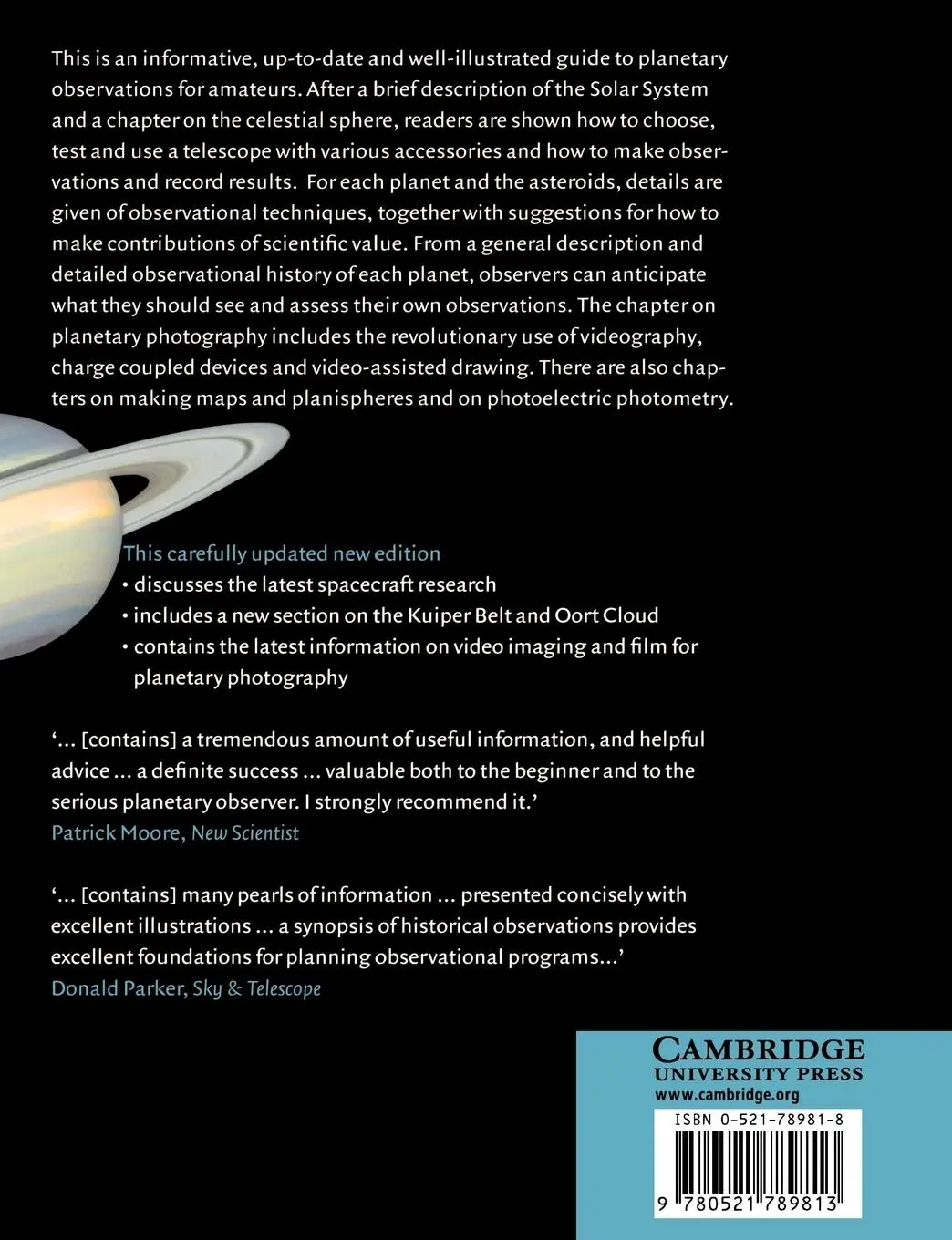 Rückseite: 9780521789813 | The Planet Observer's Handbook | Fred William Price | Taschenbuch