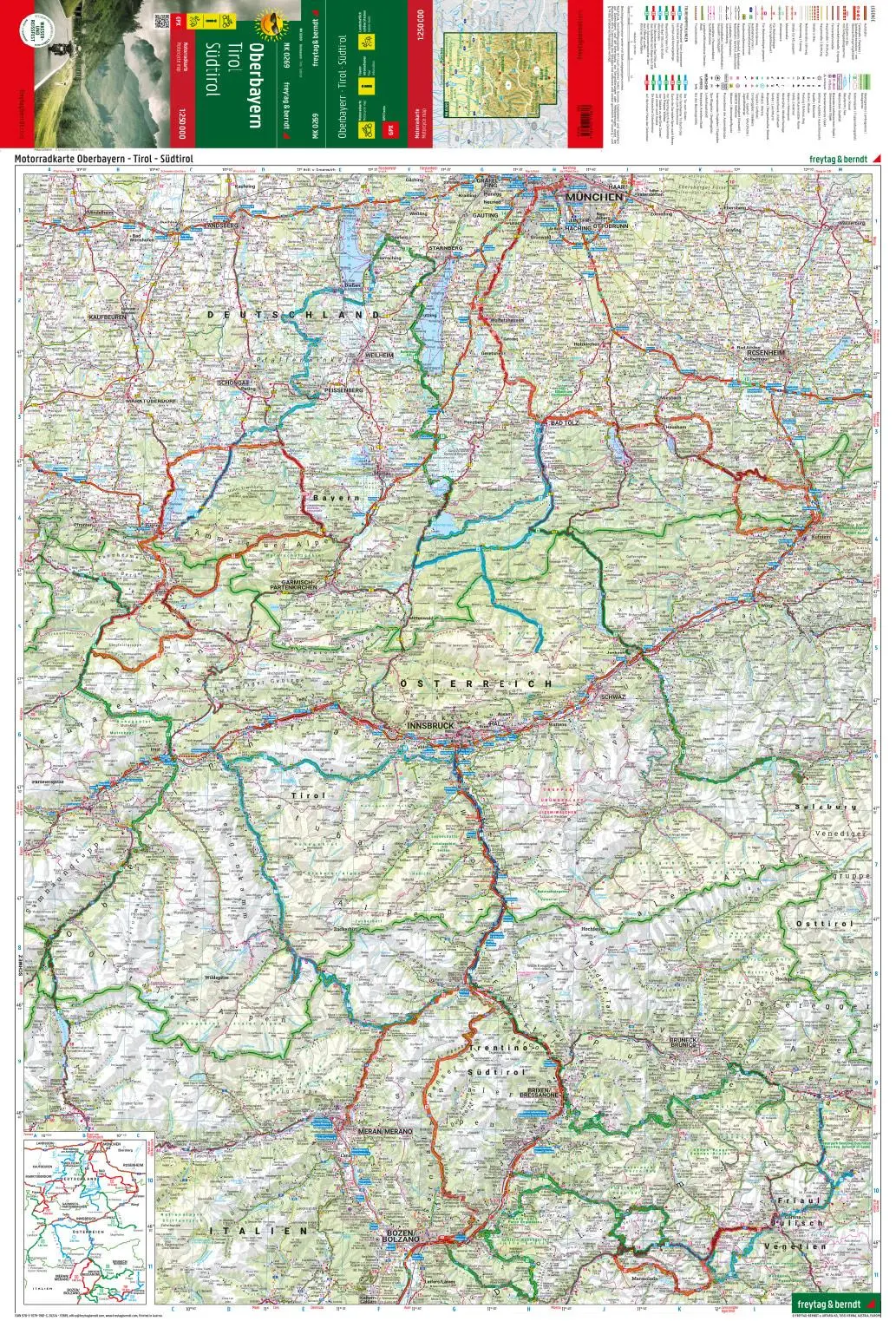 Bild: 9783707919813 | Oberbayern - Tirol - Südtirol, Motorradkarte 1:250.000, freytag &amp;...