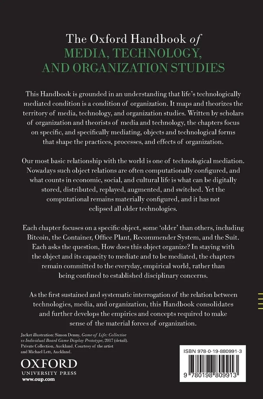 Rückseite: 9780198809913 | Oxford Handbook of Media, Technology, and Organization Studies | Buch