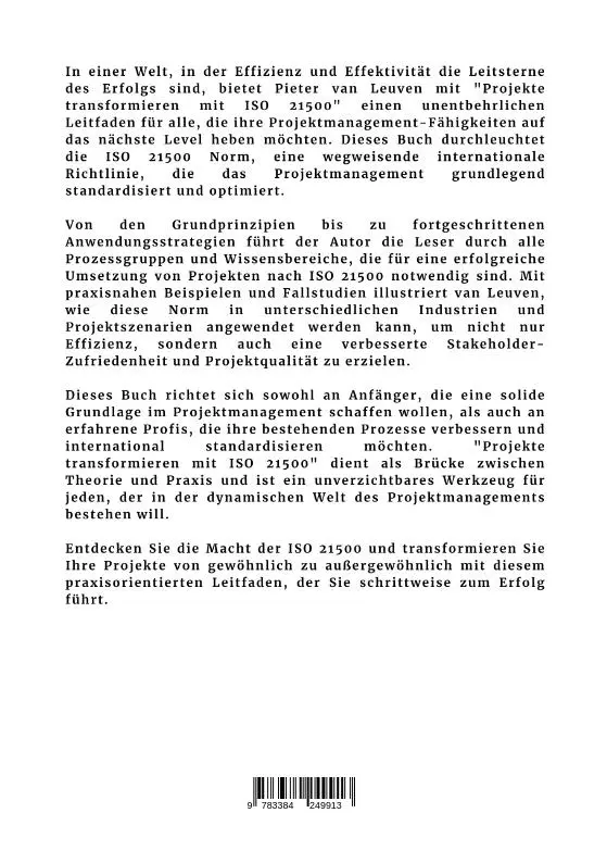 Rückseite: 9783384249913 | Projekte transformieren mit ISO 21500 | Ein Leitfaden für die Praxis