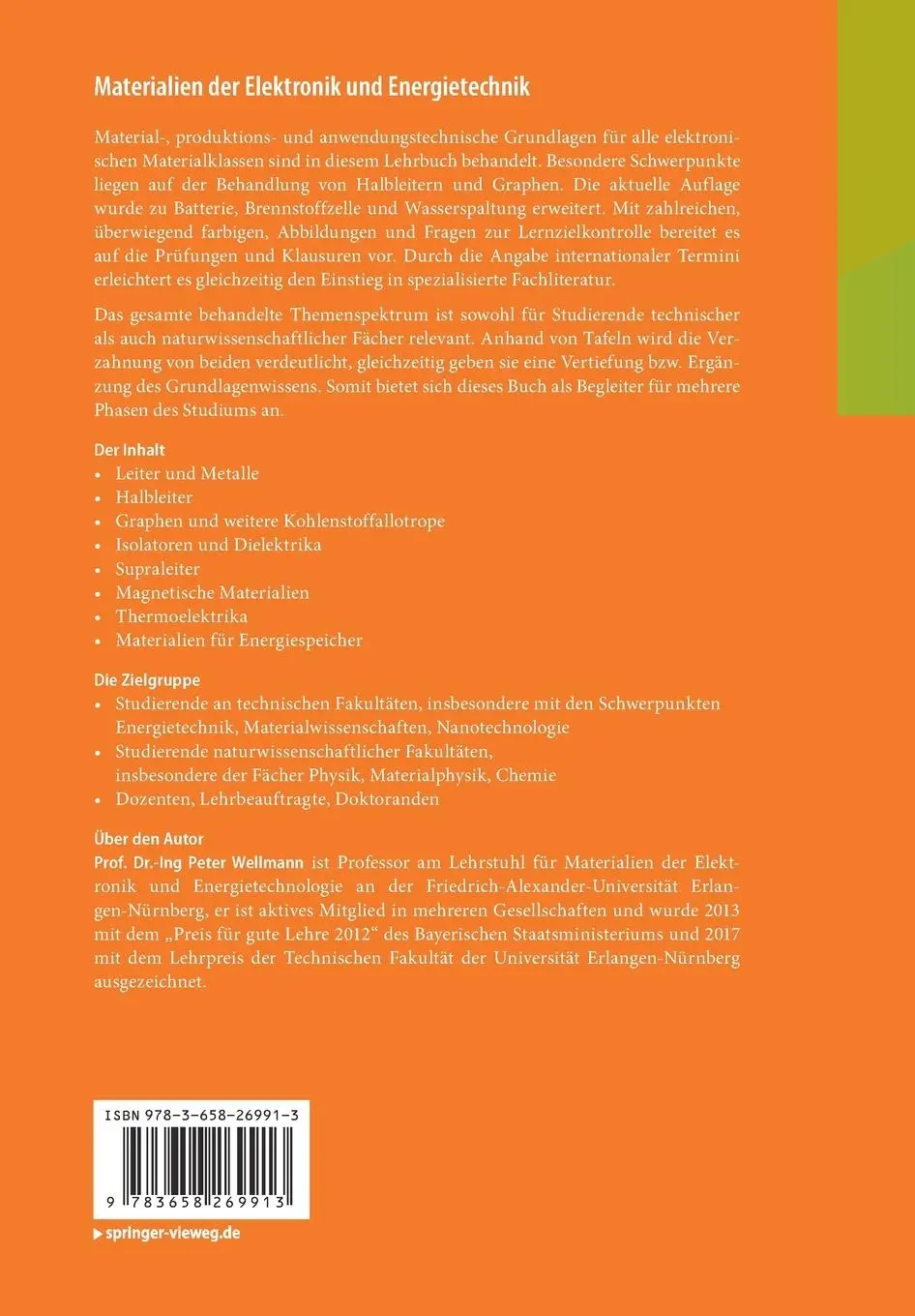 Rückseite: 9783658269913 | Materialien der Elektronik und Energietechnik | Peter Wellmann | Buch