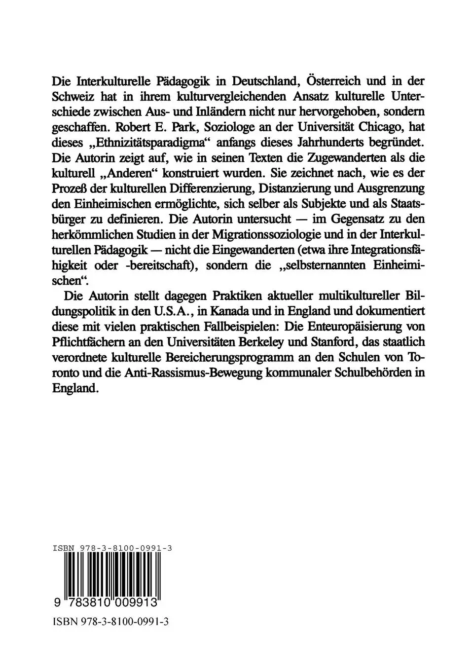 Rückseite: 9783810009913 | Multikulturelle Bildungspolitik in der Postmoderne | Steiner-Khamsi