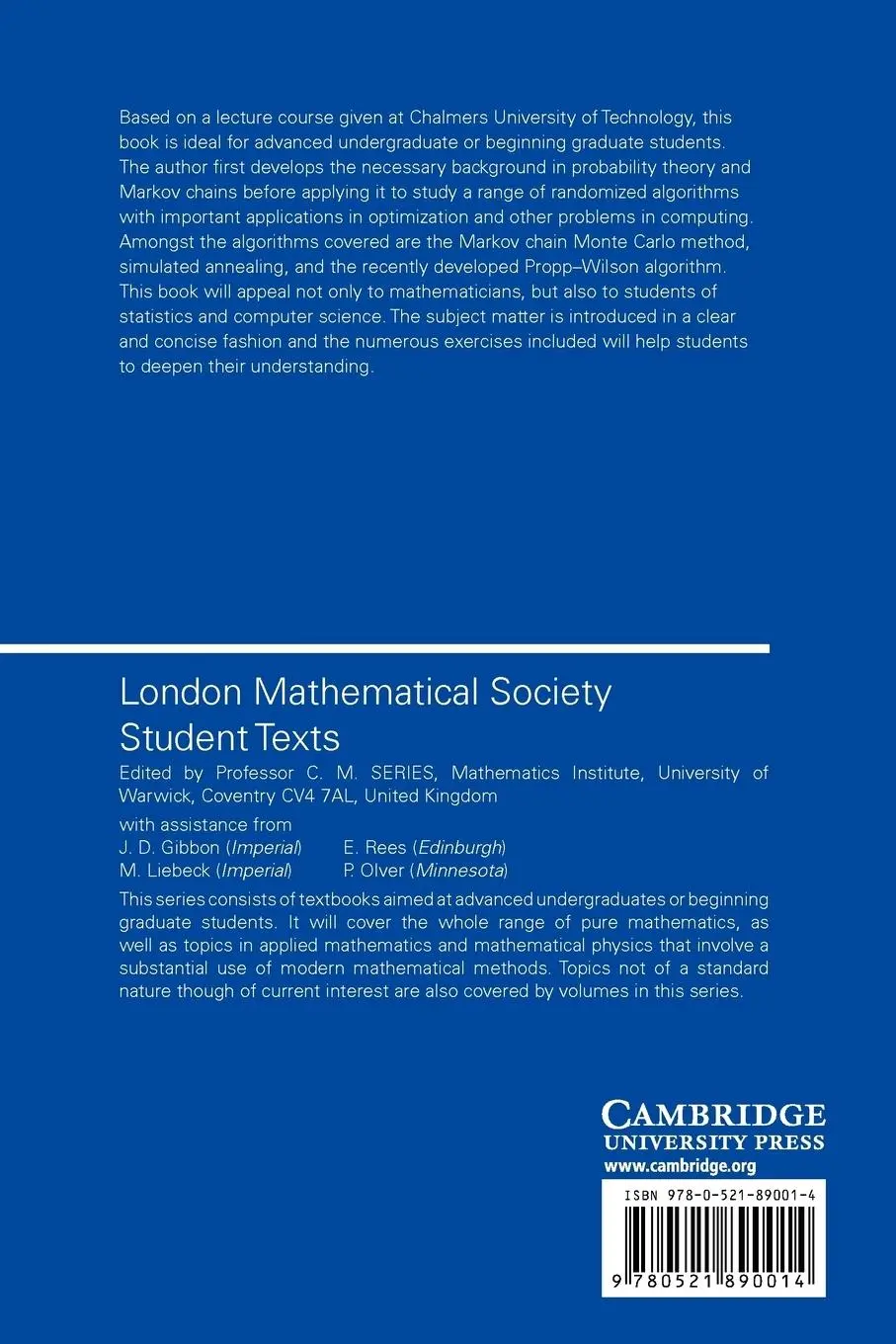 Rückseite: 9780521890014 | Finite Markov Chains and Algorithmic Applications | Haggstrom (u. a.)