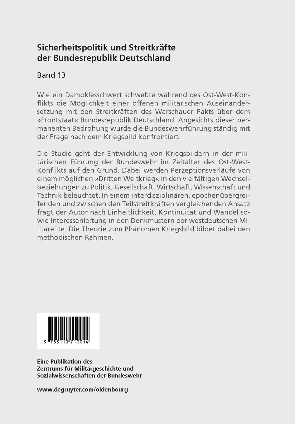 Rückseite: 9783110710014 | Der gedachte Krieg | Vom Wandel der Kriegsbilder in der Bundeswehr