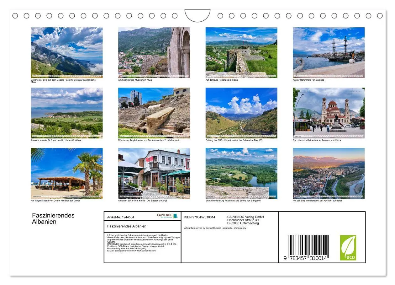 Bild: 9783457310014 | Faszinierendes Albanien (Wandkalender 2026 DIN A4 quer), CALVENDO...