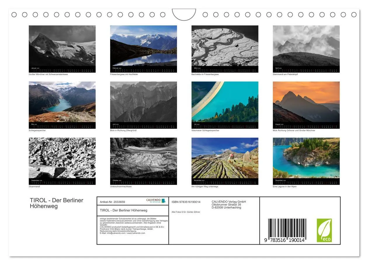 Bild: 9783516190014 | TIROL - Der Berliner Höhenweg (Wandkalender 2026 DIN A4 quer),...