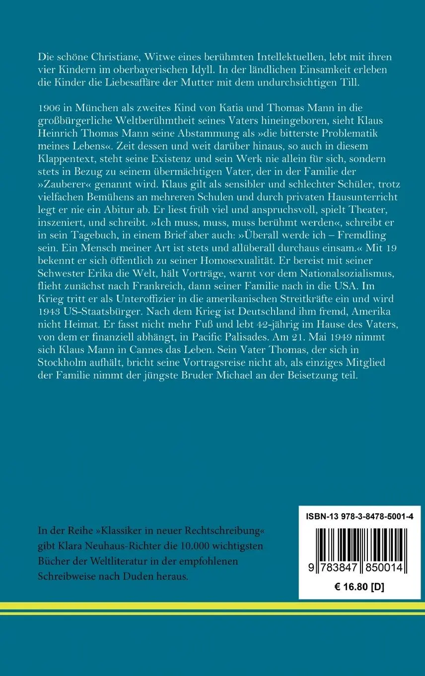 Rückseite: 9783847850014 | Kindernovelle | Klaus Mann | Buch | 52 S. | Deutsch | 2021