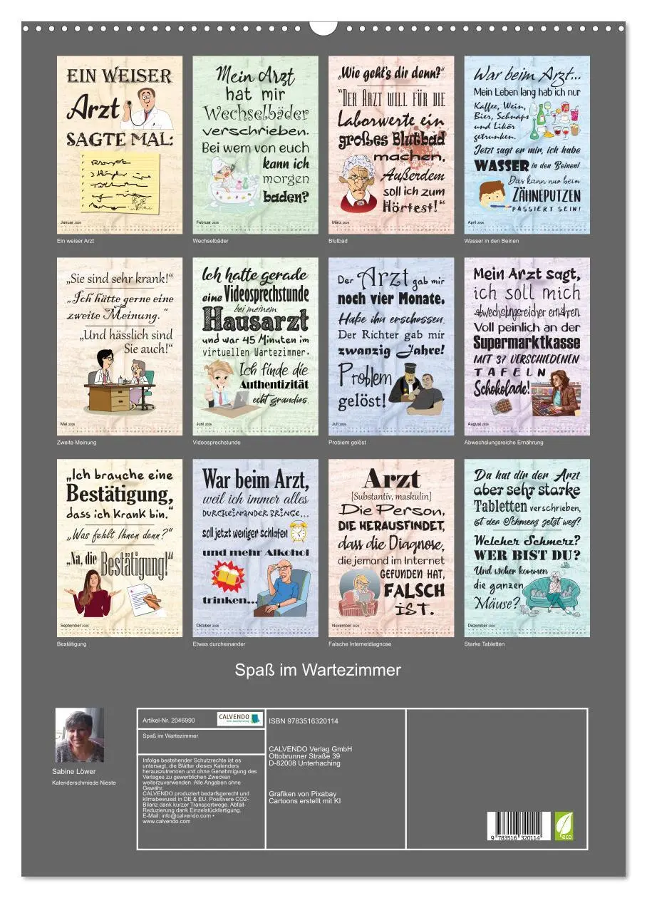 Bild: 9783516320114 | Spaß im Wartezimmer (Wandkalender 2026 DIN A2 hoch), CALVENDO...