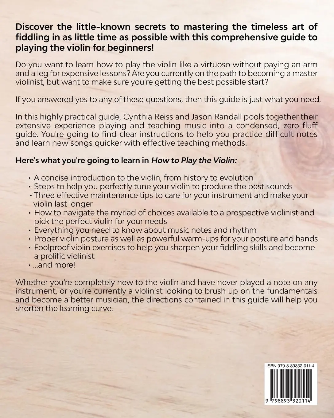 Rückseite: 9798893320114 | How to Play the Violin (Large Print Edition) | Cynthia Riess | Buch