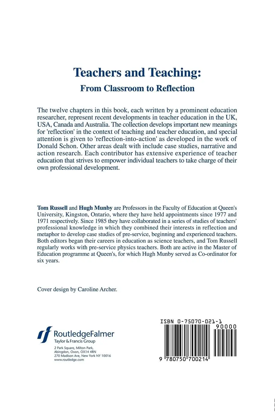 Rückseite: 9780750700214 | Teachers And Teaching | From Classroom To Reflection | Hugh Munby