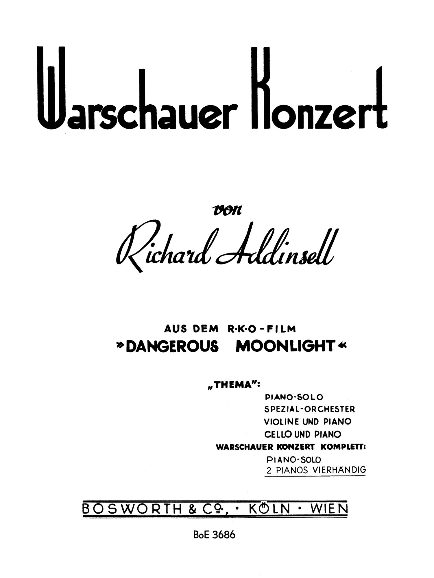 Cover: 9790201610214 | Richard Addinsell: Warsaw Concerto (2 Piano Score) | Addinsell | Buch