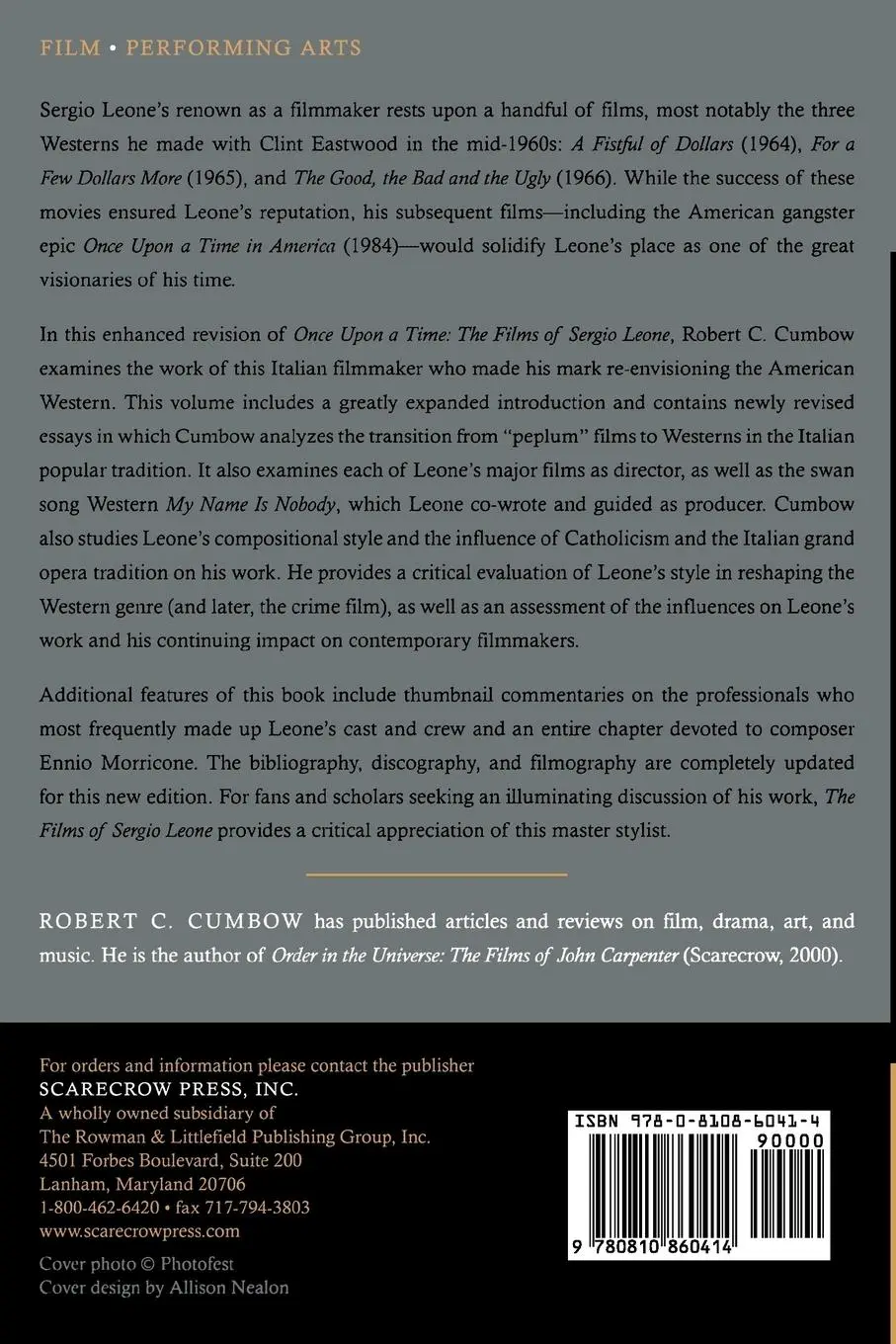 Rückseite: 9780810860414 | The Films of Sergio Leone | Robert C. Cumbow | Taschenbuch | Englisch