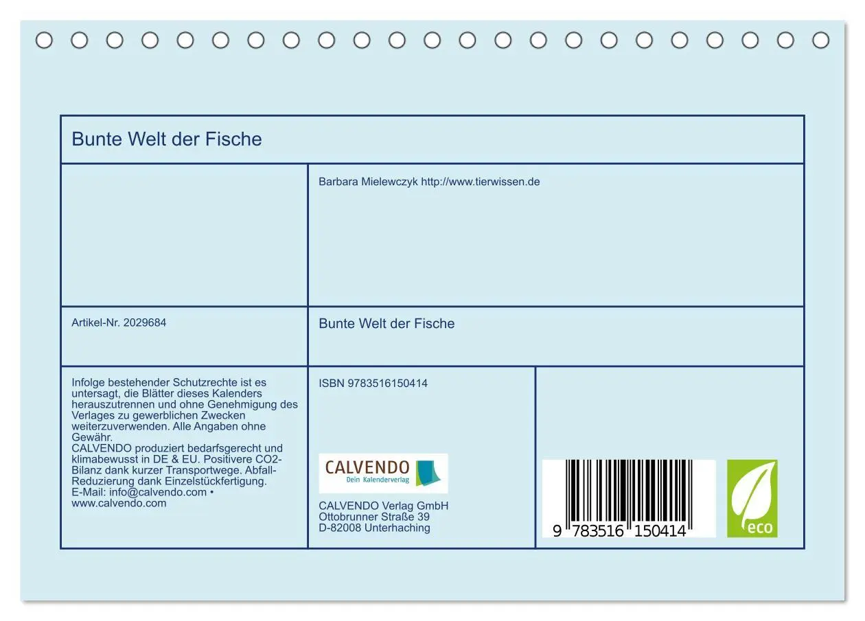 Bild: 9783516150414 | Bunte Welt der Fische (Tischkalender 2026 DIN A5 quer), CALVENDO...