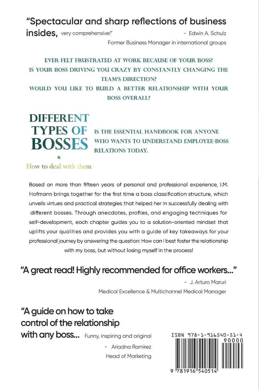 Rückseite: 9781916540514 | Different Types of Bosses and How to Deal With Them | I. M. Hofmann