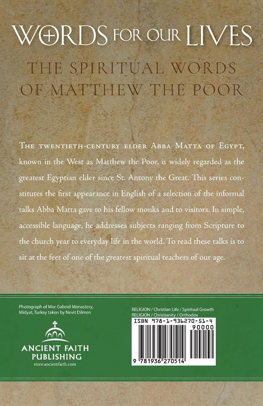 Rückseite: 9781936270514 | Words for Our Lives | The Spiritual Words of Matthew the Poor | Matta