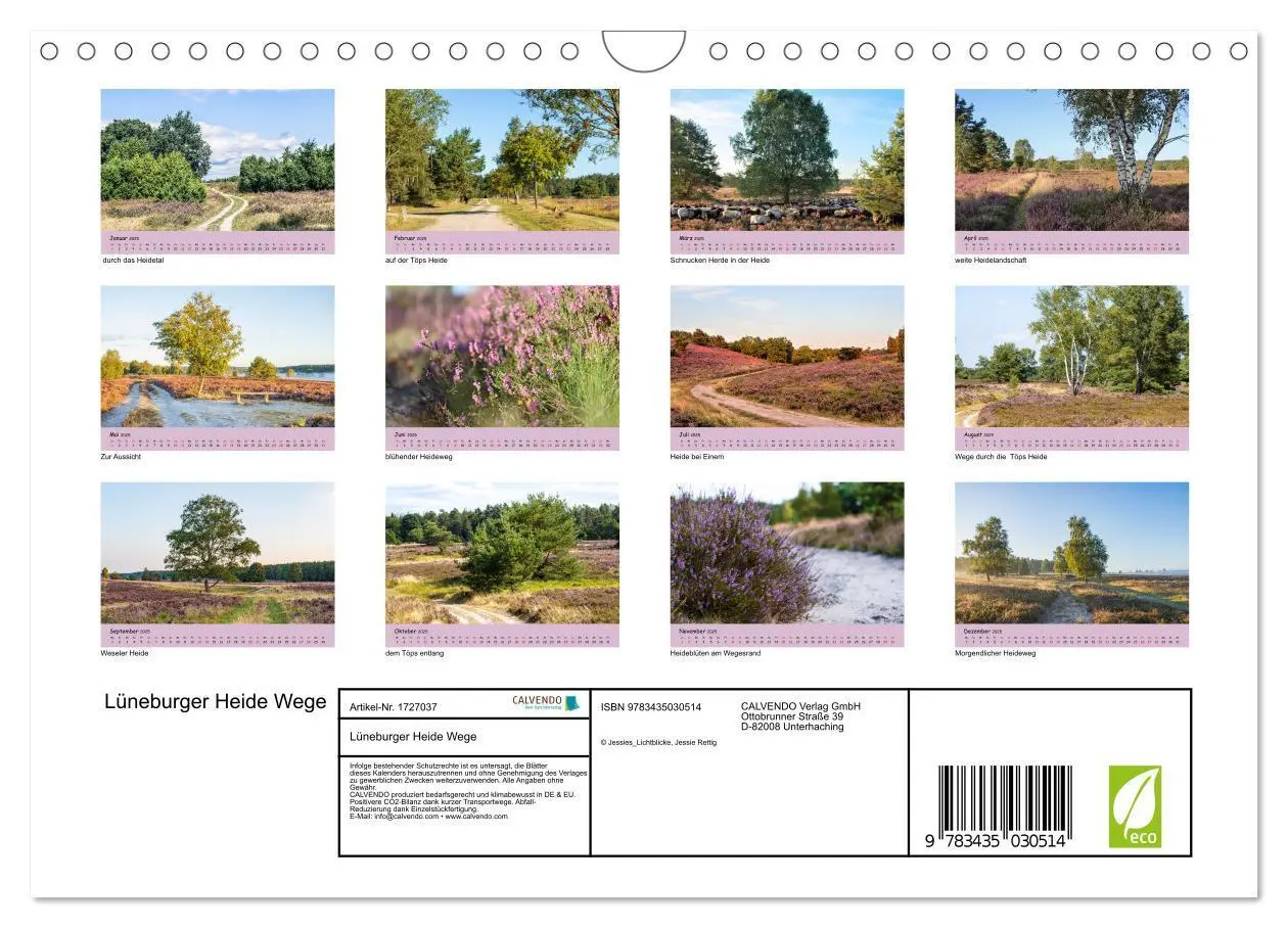 Bild: 9783435030514 | Lüneburger Heide Wege (Wandkalender 2025 DIN A4 quer), CALVENDO...