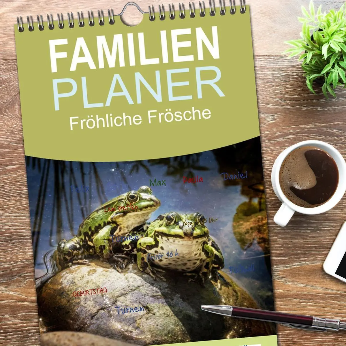 Bild: 9783516690514 | Familienplaner 2026 - Fröhliche Frösche mit 5 Spalten...