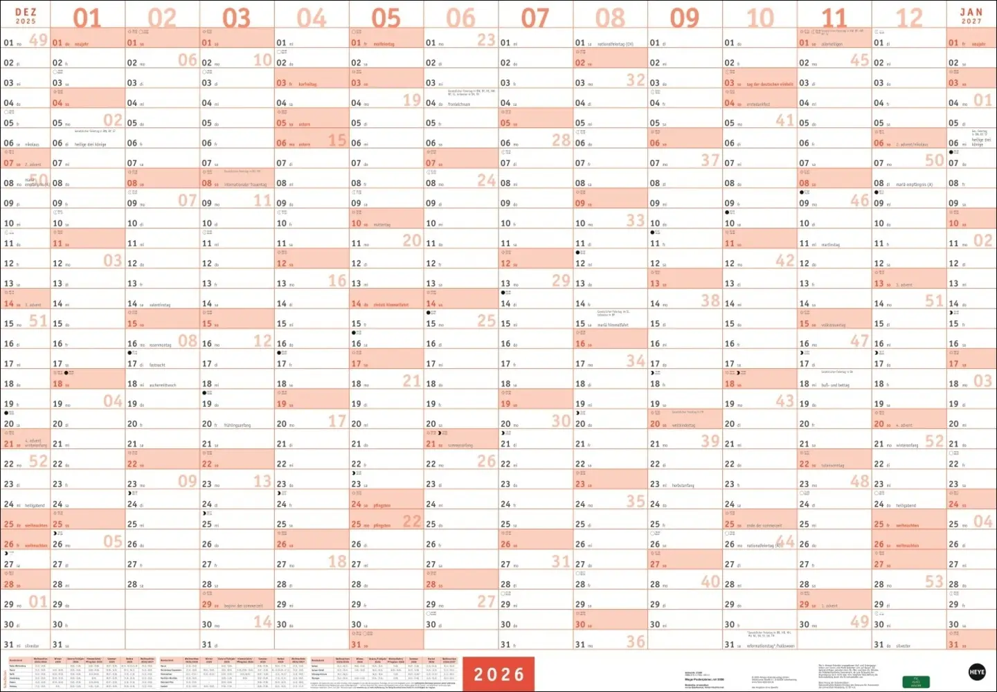 Cover: 9783756410514 | Mega-Posterplaner, rot 2026 | Kalender | Loseblatt-Ausgabe | Deutsch