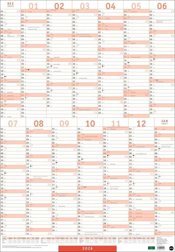 Bild: 9783756410514 | Mega-Posterplaner, rot 2026 | Kalender | Loseblatt-Ausgabe | Deutsch
