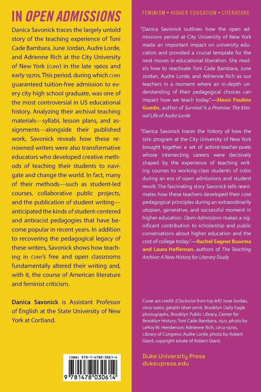 Rückseite: 9781478030614 | Open Admissions | Danica Savonick | Taschenbuch | Englisch | 2024