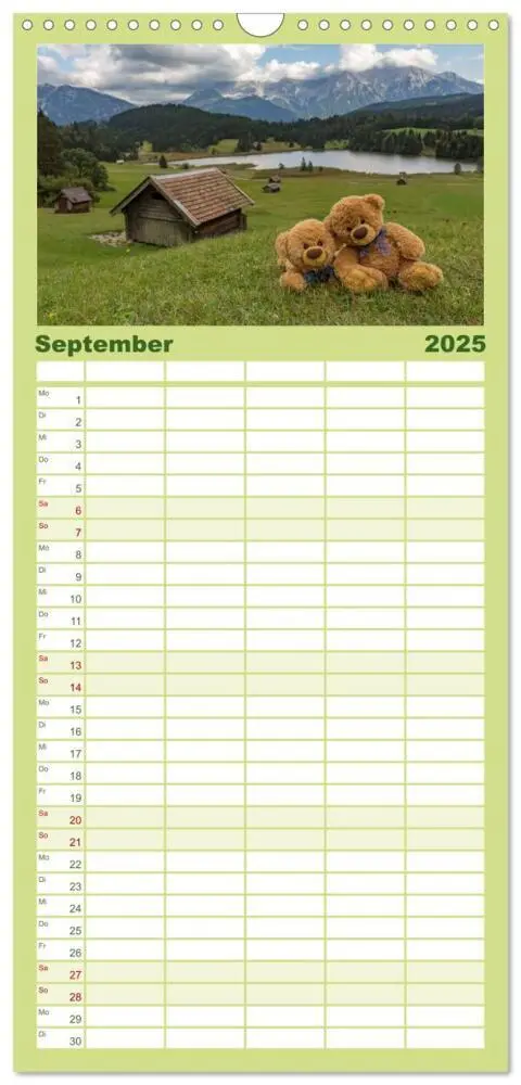 Bild: 9783457110614 | Familienplaner 2025 - Travelling Teddy mit 5 Spalten (Wandkalender,...