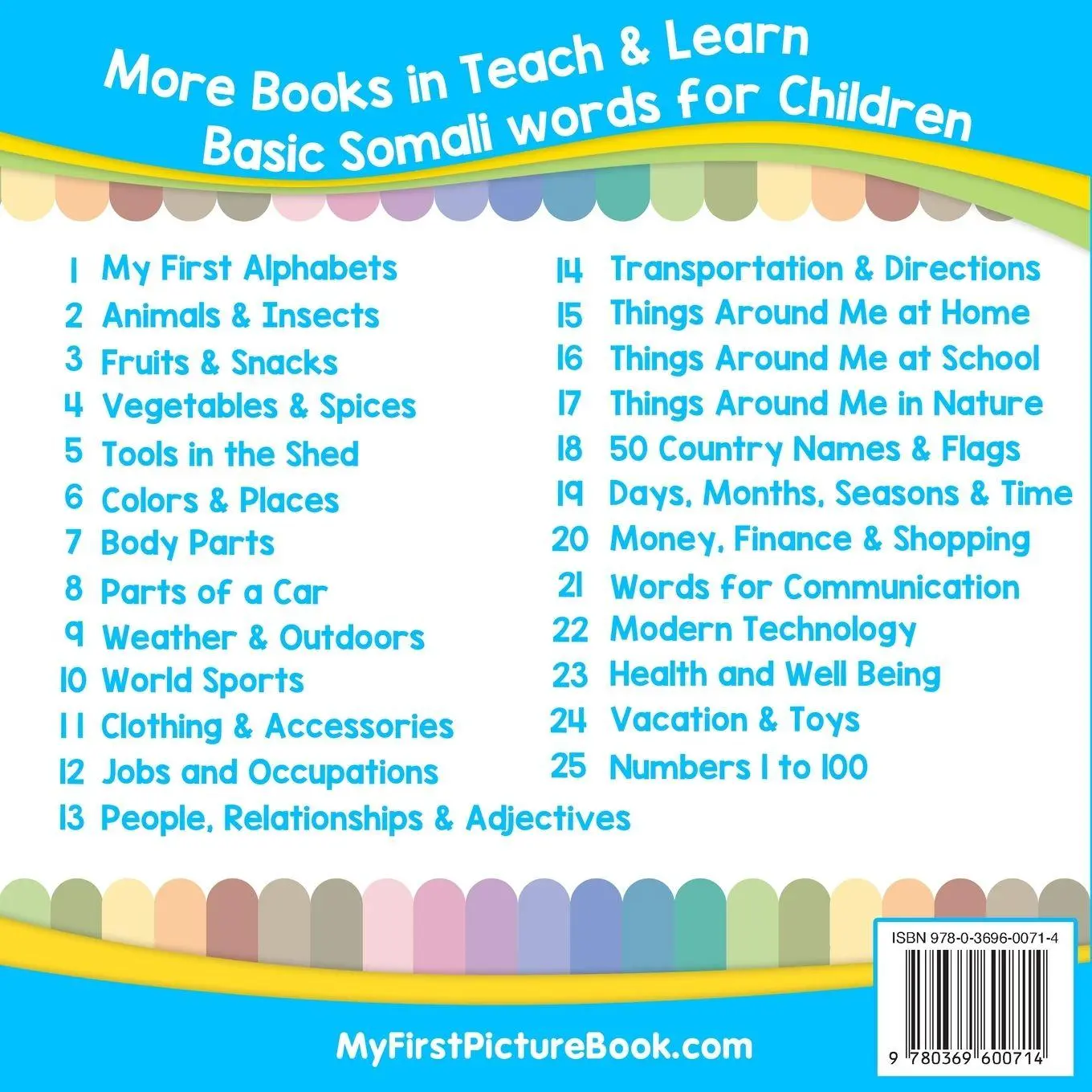 Rückseite: 9780369600714 | My First Somali Alphabets Picture Book with English Translations | S.